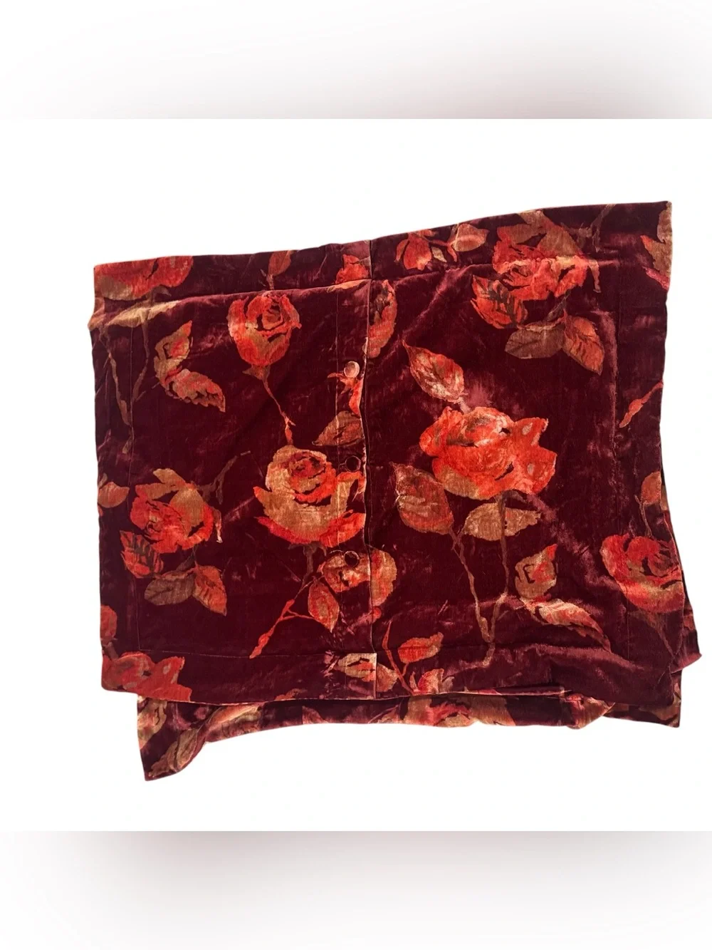 Pottery Barn Crushed Velvet Roses Full Duvet Cover & Standard Sham Set 3 Piece
